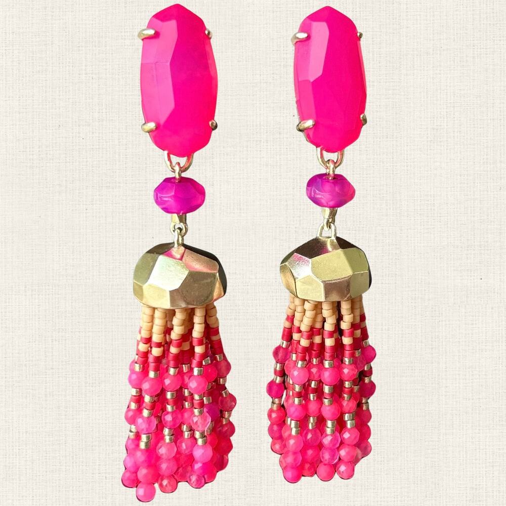 Kendra Scott Dove Beaded Tassel Earrings | Pink | Statement Drop